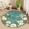 White Flower Retro Style Flannel-printed Round Floor Mats Are Slip-resistant Suitable Living Room Bedroom Terrace Garden Carpets
