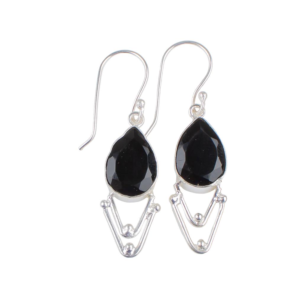 Black Onyx Gemstone 925 Sterling Silver Trendy  Jewelry Earrings Gift For Her EE-39-13
