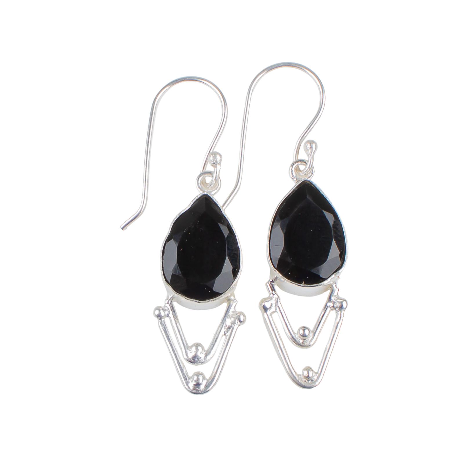

Black Onyx Gemstone 925 Sterling Silver Trendy Jewelry Earrings Gift For Her EE-39-13