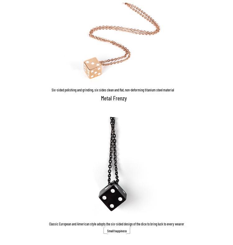 Trendy Unisex Lucky Dice Pendant Necklace: Minimalist Solid Color Design