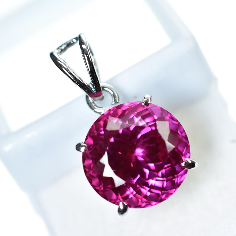 Natural Pink Ruby Pendant 18 ct Loose Gemstone 925 Sterling Silver for Jewelry Making and Crafts