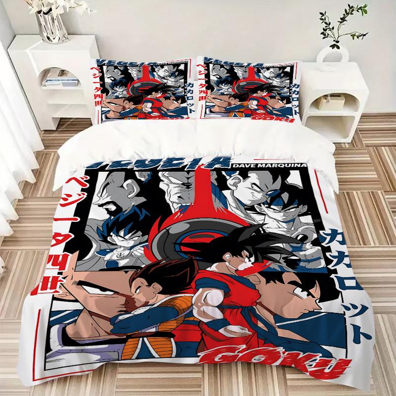 3pcs Vegeta, Goku Bedding Set. Soft and Comfortable with No Core Included (1x Duvet Cover + 2x Pillow Covers) yy251031032