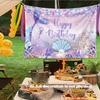 2D plane 1 piece of mermaid birthday underwater background fabric photo booth props featuring princess castle scales