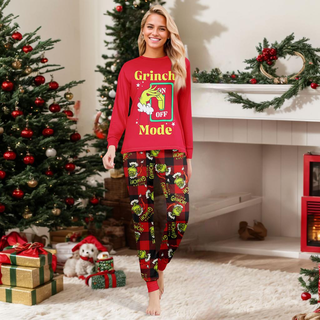 Pigiama Carino Set Famiglia Stampa, Abbigliamento da Casa, Set Famiglia Top a Maniche Lunghe Pantaloni