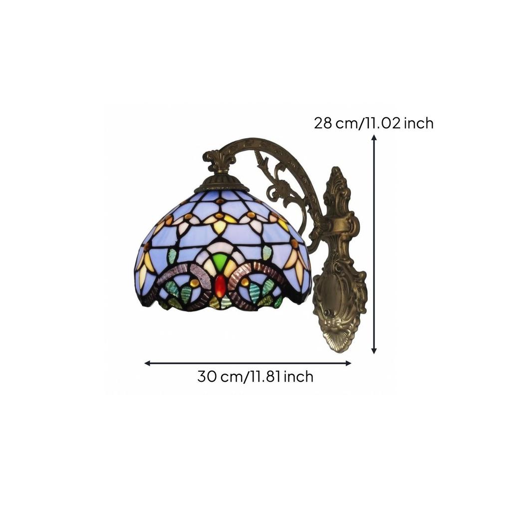 Tiffany Wall Sconce Antique Lamp with Stained-Glass Shade