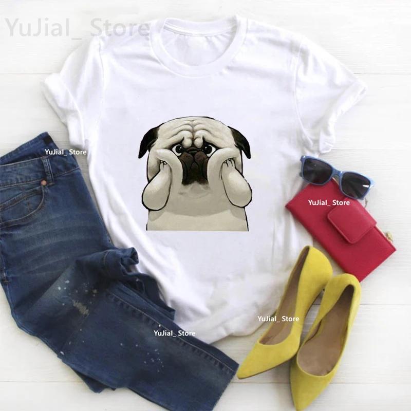 Pug Love Autumn Animal Printed T Shirt Girls Harajuku Kawaii Dog Tshirt Unisex Summer Fashion Tshirt Female Streetwear