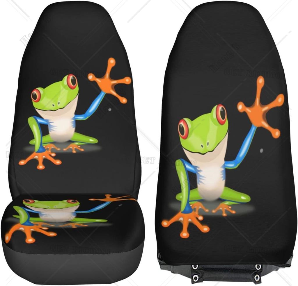 Cartoon Frog Car Seat Covers Universal 2 Pcs Auto Front Seat Cover Fit Most Cars Suv Sedan Trucks Four Seasons Seat Covers