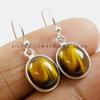 Tiger Eye Earring, 925 Sterling Silver Bezel Earring, Birthday Gift, Light Weight Earring, Oval Gemstone Earring, Handmade Earring