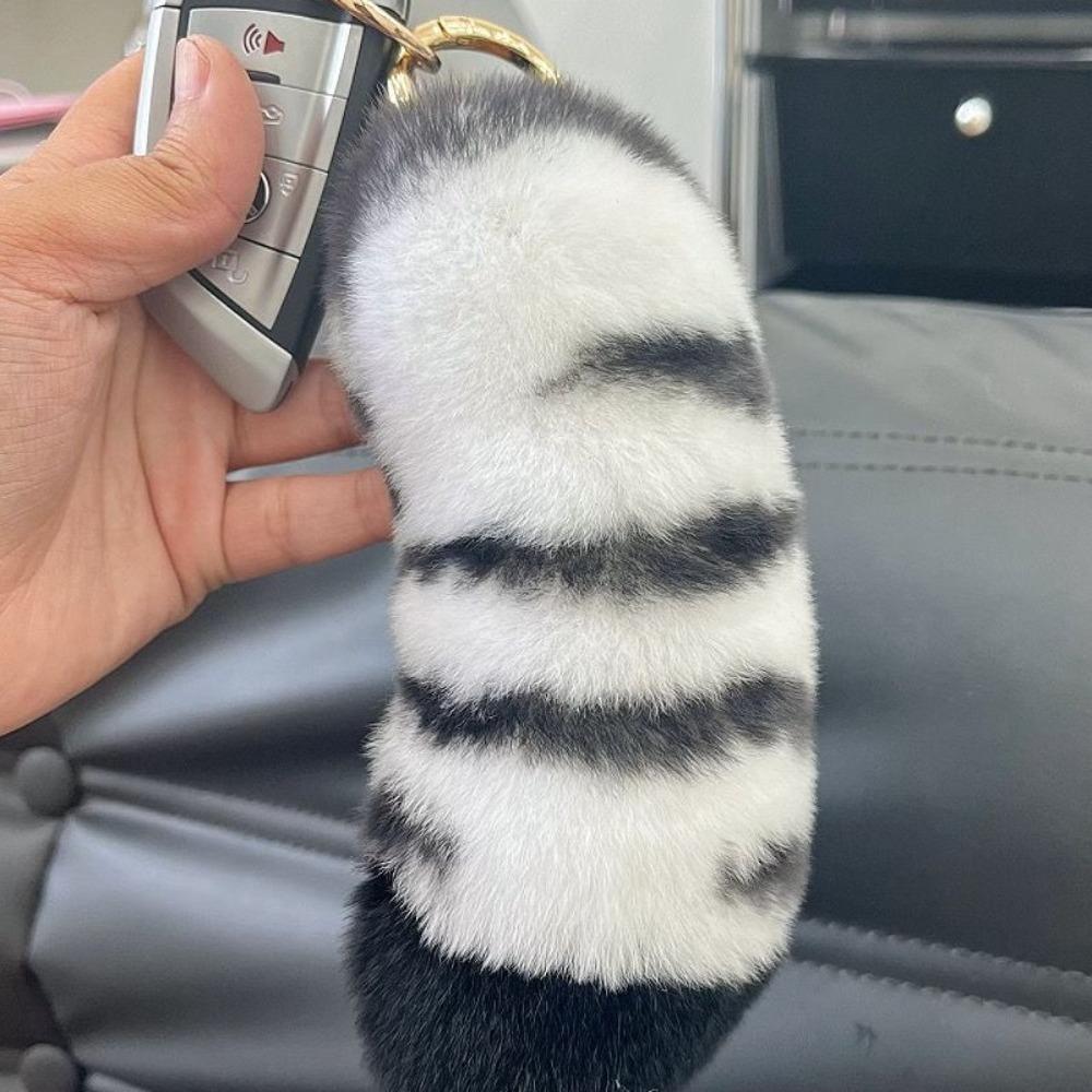 Furry Doll Tiger Tail Stuffed Keyring Stuffed Animal Plush Cat's Paw Pendant  Bag Ornaments