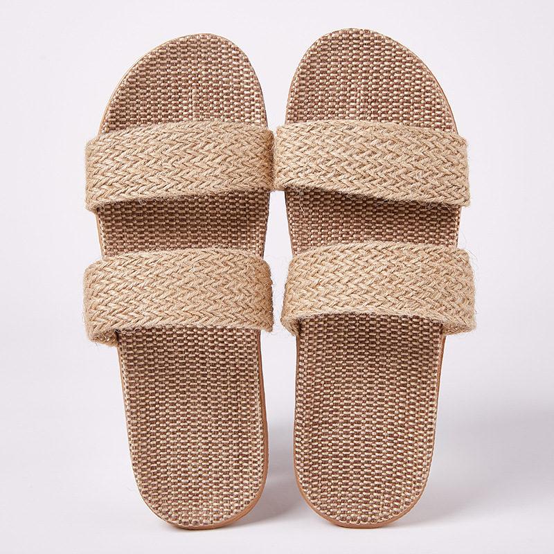 Fashion Women Indoor Slippers Home Flax Slides Summer Flat Shoes Woman House Floor Slippers Breathable Lovers Bedroom Shoes SH061202