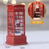 Christmas Phone Booth Decoration with Santa Claus, Snowman & Tree - Red Retro Telephone Booth Ornament With Light Home Decorator