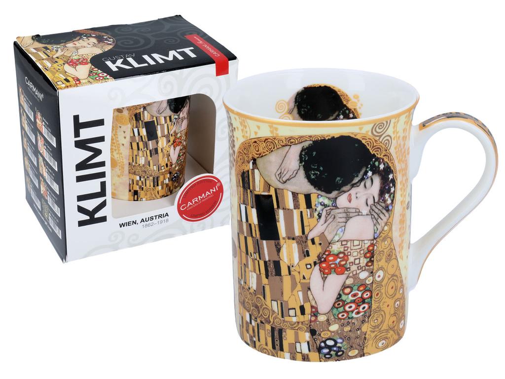 Kubek Porcelanowy Gustav Klimt Pocałunek Kremowy Classic New 2Szt