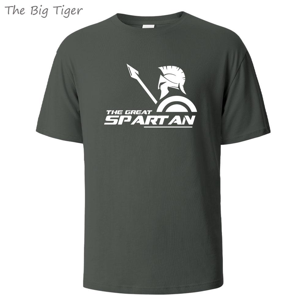 Spartan Printing Summer Cotton Mens Tee Lightweight Round Neck Breathable Fabric Casual Simple Style Tshirt Men TShirt