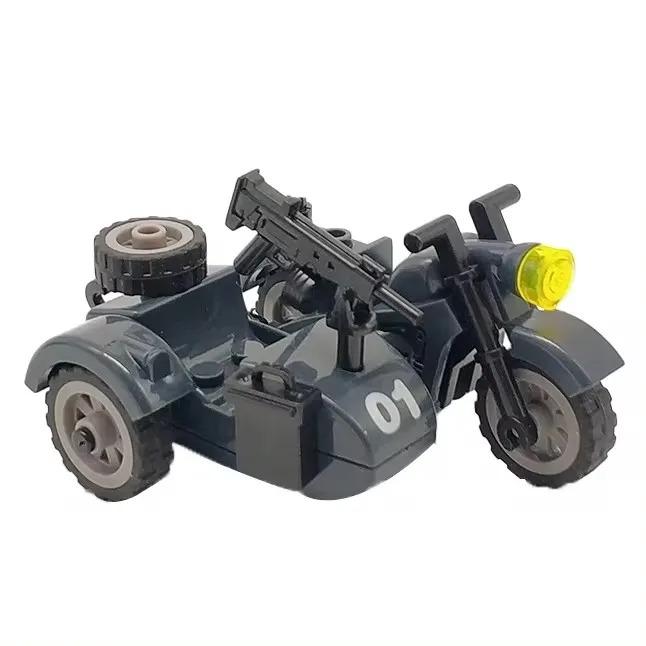 Militär-Motorrad Baustein Fahrzeugmodell Figuren Zubehör Soldaten WK2 Transporteinrichtung Polizei SWAT Spielzeug