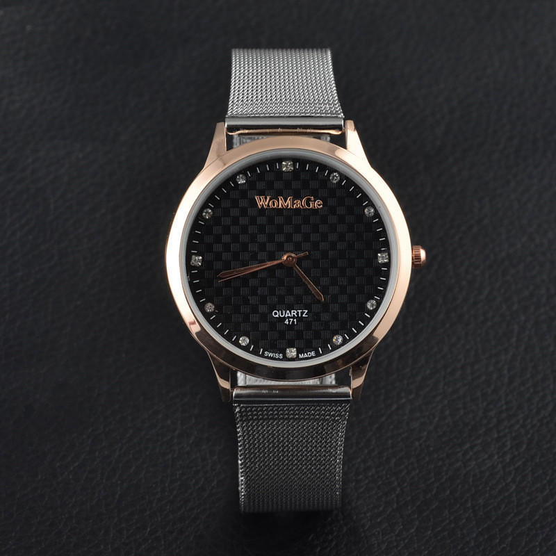 Rose gold Full Satinless Steel Quartz Watch WoMaGe Top Brand Luxury ladies men unisex wristwatch