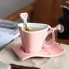 Ceramic Cup Creative Heart-shaped Couple Cup Coffee Cup Set European-style Pink Milk Mug Valentine's Day Ceramic Coffee Cup