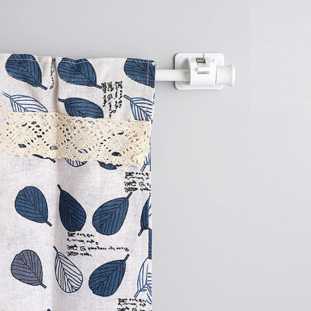 Curtain Rod With Brackets Telescoping Reliable Support Drapery Rods Set for Bathroom Kitchen 50‑90cm 2 Rods + 2 Hooks