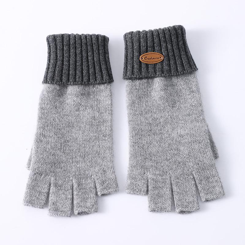 Women's 100% Pure Cashmere Fingerless Gloves - Cozy Autumn/Winter Knit Warmth