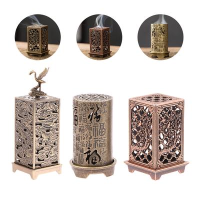 Square Vertical Incense Burner Small Xiangyun Alloy Incense Holder Indoor Aromatherapy Home Ornament Chinese Plum Inense Burners 7