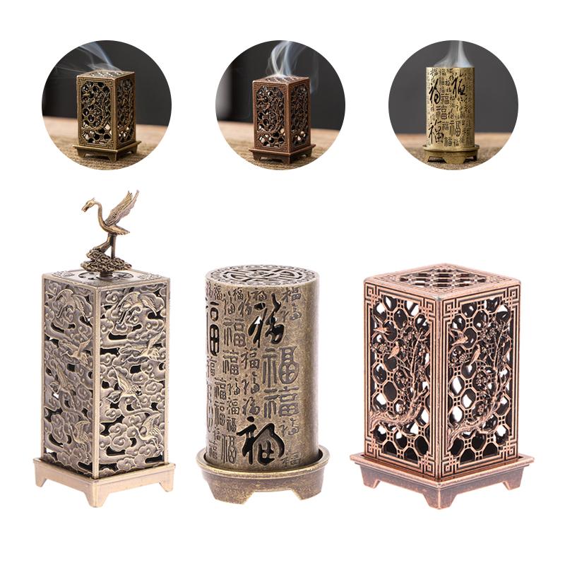 Square Vertical Incense Burner Small Xiangyun Alloy Incense Holder Indoor Aromatherapy Home Ornament Chinese Plum Inense Burners 7