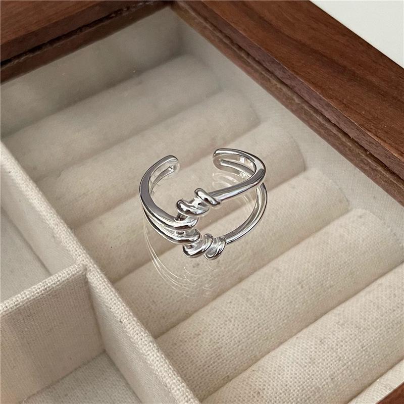 Korean Fashion S925 Sterling Silver Knotted Twist Ring - Simple INS Blogger Style