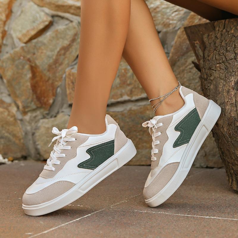 Mode Damen Flats Herbst Neu Runde Zehenpartie Tiefer Ausschnitt Farblich passend Zum Schnüren Leichte Weiche Sohle Rutschfest Sportschuhe