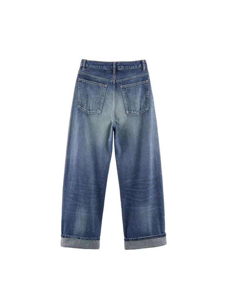 European Women's Classic Mid-Waist Loose Ripped Jeans for Spring 2026