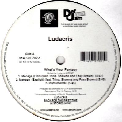 Płyta 12 cali LUDACRIS - What's Your Fantasy / Ho 3145727021 Def Jam South 2000 US Rap & Hip-Hop/R&B Używana