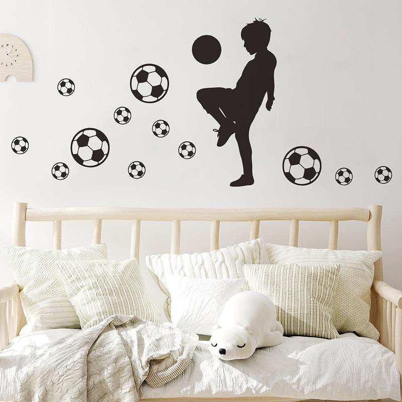 Self-Adhesive Wall Stickers for Kids' Room or Dorm: Football Theme Decor