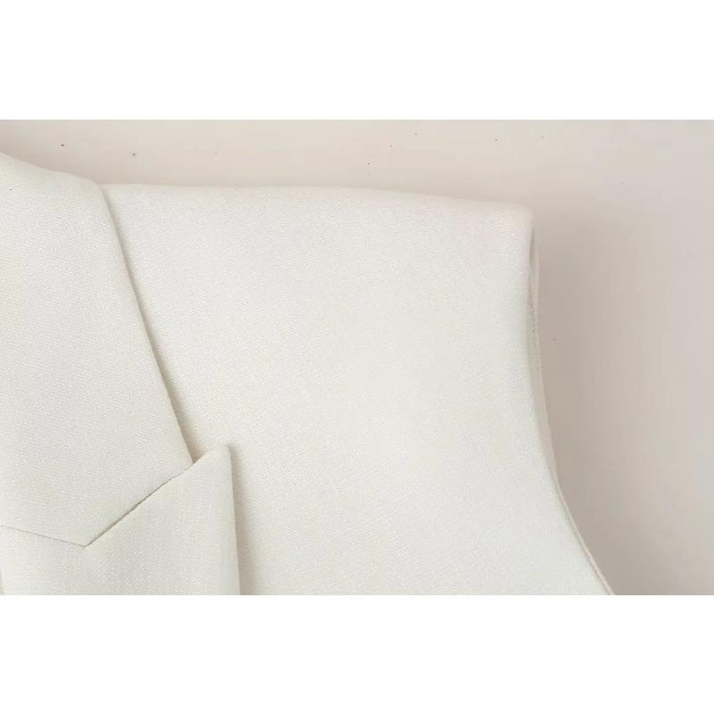 Sommerhosen-Set für Damen, Revers, ärmellos, kurze Weste, Top, schick, elegant, formeller Stil, Damen, weite Beine, lange Hose