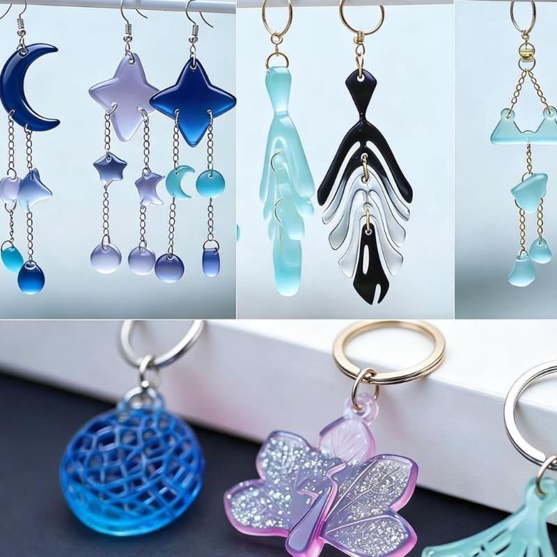 Silicone Resin Jewelry Mold Set, Multi Cavity Pendant and Earring Casting Mold for DIY Charm Making and Resin Crafts