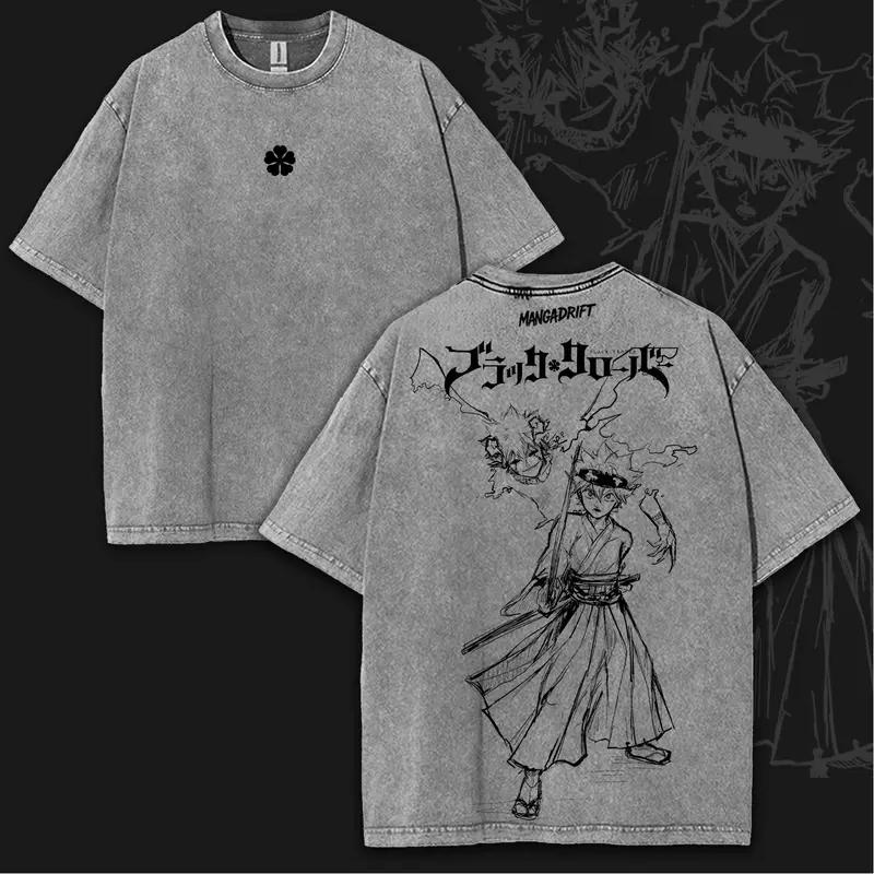 

Black Clover Asta Graphic T-shirt Manga Vintage Washed Oversized T Shirt Men Women Clothing Harajuku Cotton Short Sleeve Tops XXL сірий колір