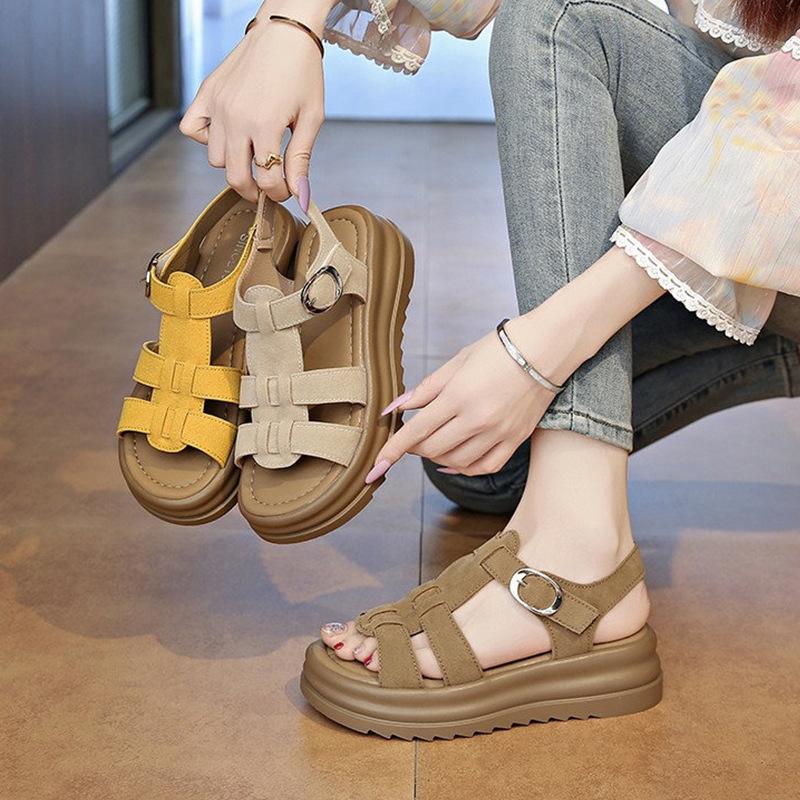 Sandals women's summer 2025 new women's shoes trendy with niche casual comfortable platform beach Roman shoes women