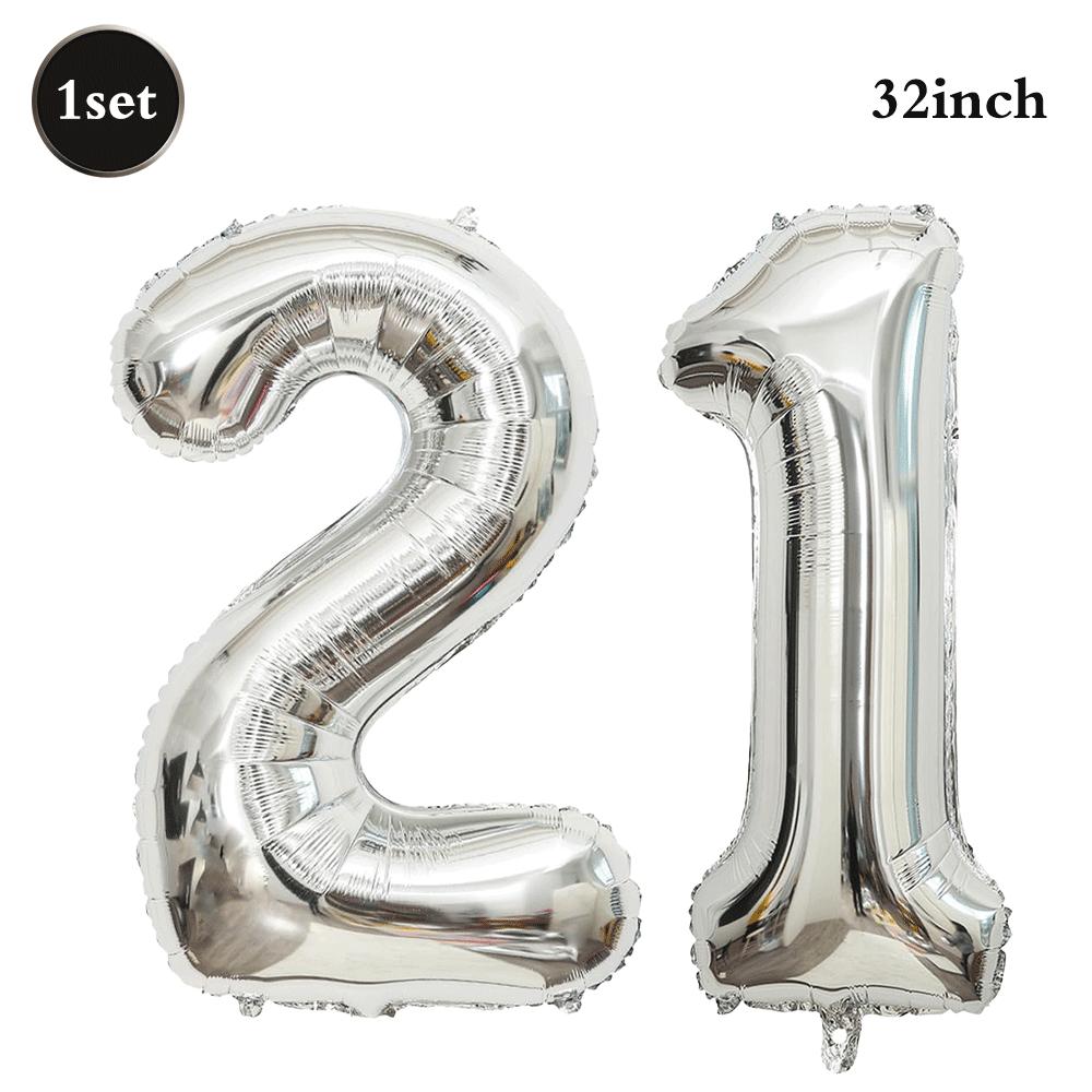 32inch Silver Number Foil Balloons Large Digit 0-9 Helium Globos Happy Birthday Party Decor Wedding Anniversary Graduation 2026