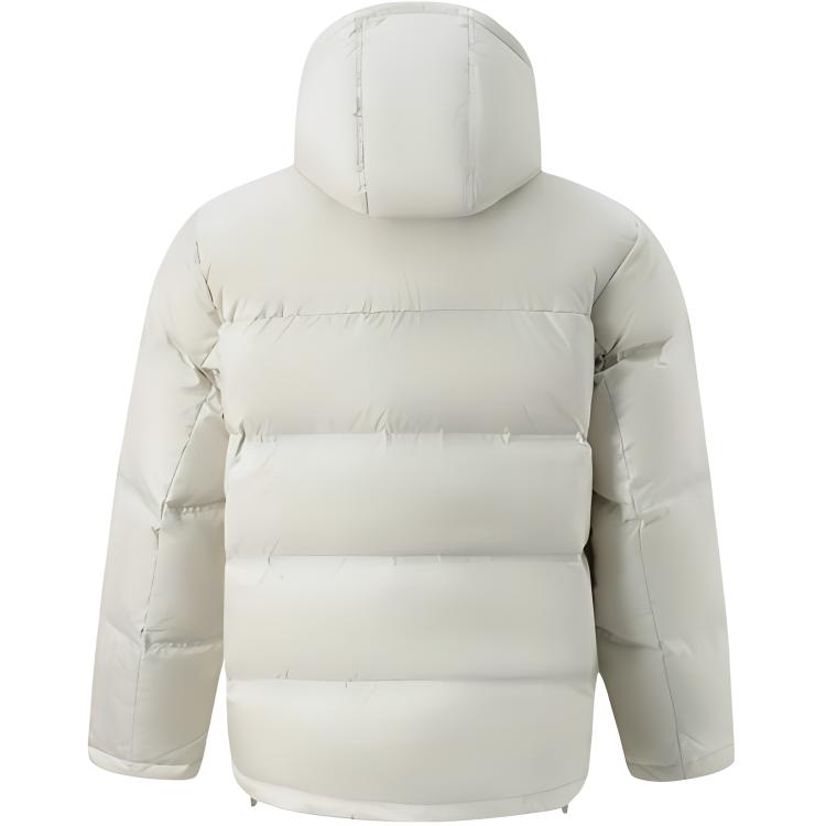 Li Ning Casual Minimalist Solid Color Hooded Zipper Down Jacket Men outerwear Silver AYMU665-1