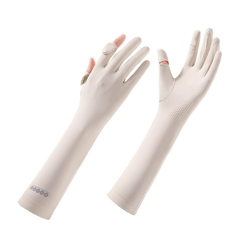 Summer Ice Silk Gloves for Women's Non Slip New Sunshade Light and Breathable Cycling Driving Touch Screen Thin Long Gloves