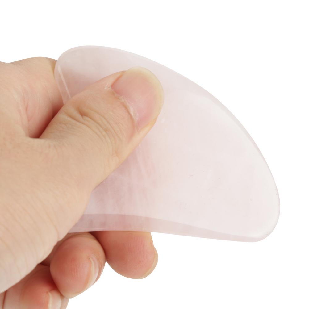 Natural Double Head Rose Quartz Jade Stone Roller & Scrapping Plate Face Massage Tool Kit