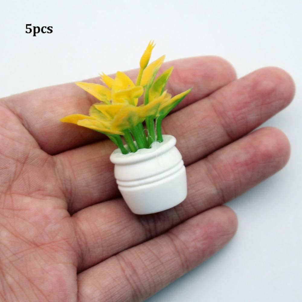 5pcs Plastic 1:12 Dollhouse Miniature Plant Green Luo Plant  Outdoor Doll House Model Accessories