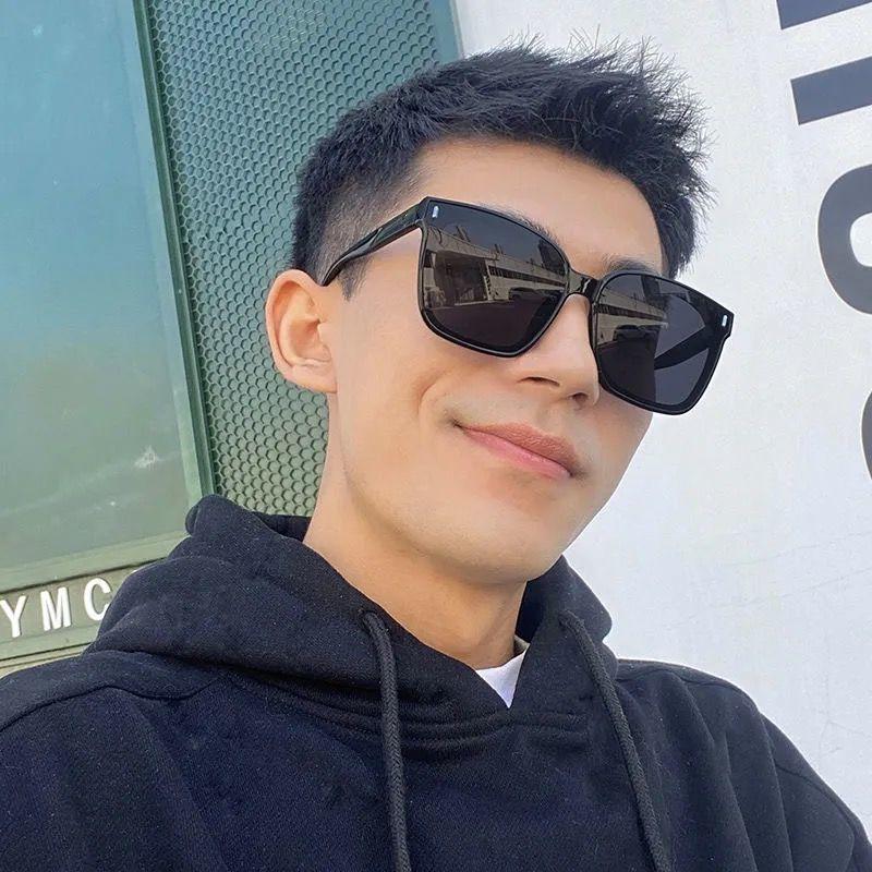 Korean Fashion Black Square Frame UV400 Sunglasses Unisex Trendy Street Style