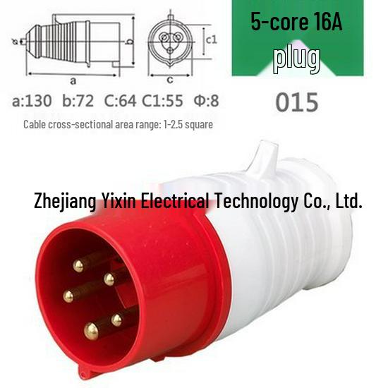 Solid Copper Waterproof Aviation Plug, 3/4/5 Pin, 16A/32A Connector