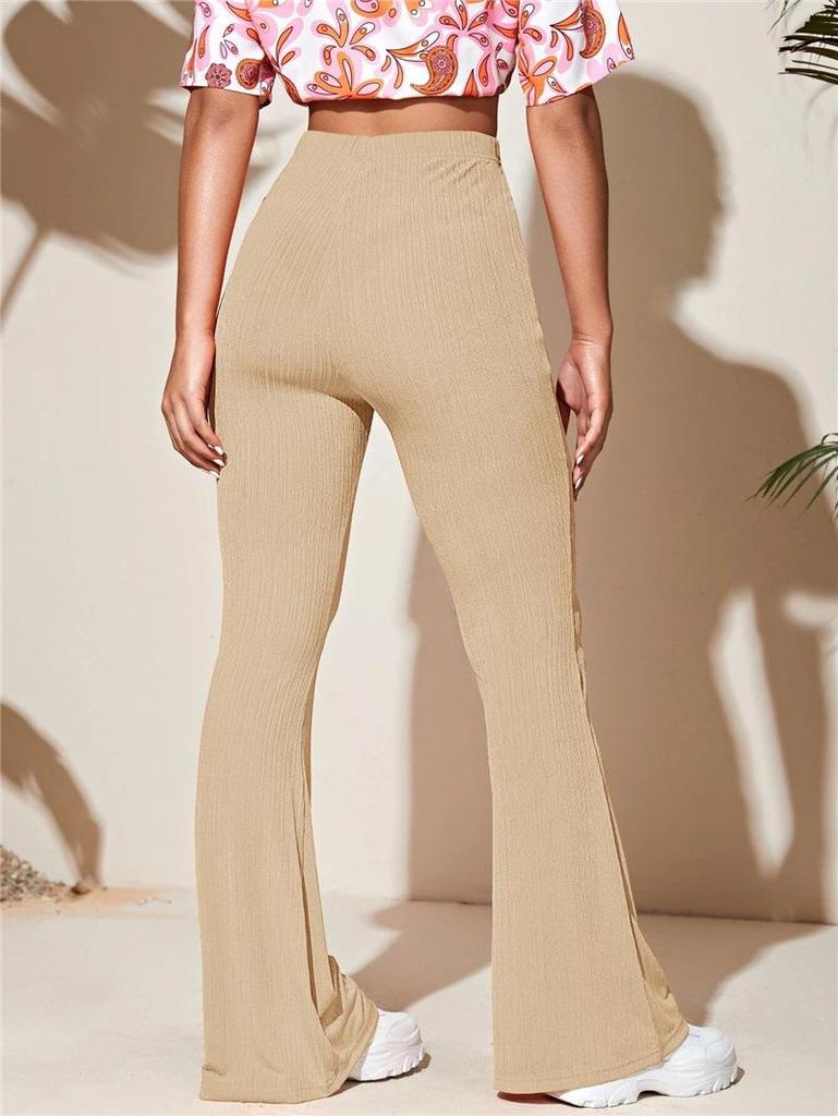 European & American Women's Casual Knitted Flared High Waist Yoga Pants