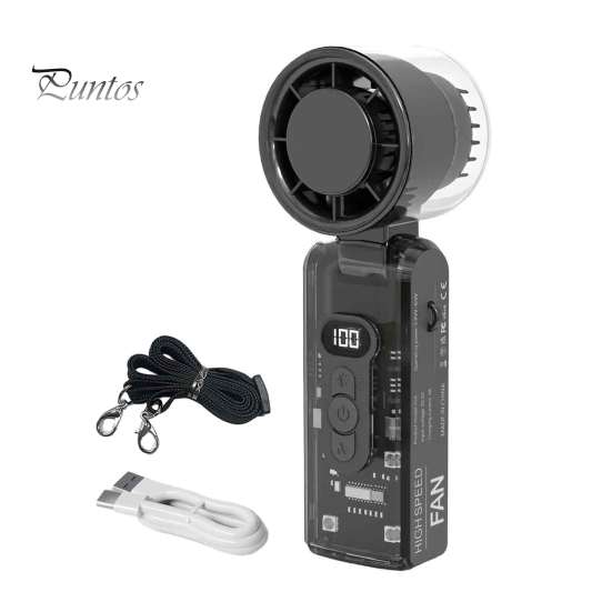 

Ручной турбовентилятор с цифровым дисплеем, 13000 об/мин, высокая скорость, складная конструкция, перезаряжаемый портативный подвесной шейный вентилятор чёрный