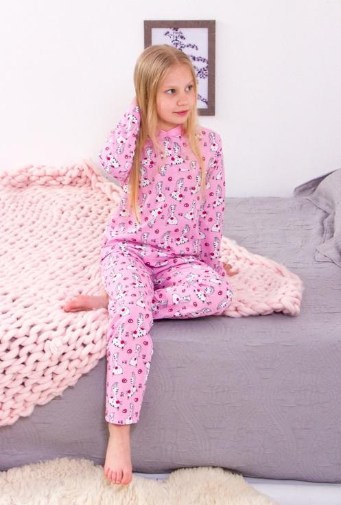 Dziewczęcy Zestaw Piżamowy – Miękki Materiał i Góra na 2 Guziki, Na Każdą Porę Roku, 6077-002-5 HC