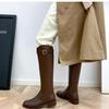 2024 Low-Heel Women's Knee-High Rider Boots with Round-Toe