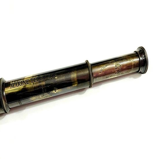 Telescopio victoriano de cuero de latón con correa de mano Spyglass Scope