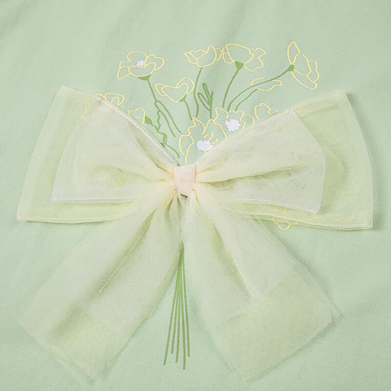 Desa Girls' Summer Mesh Bow Short Sleeve T-shirt