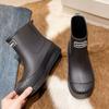 Fashion Solid Rain Boots Women Fleece Platform Rain boots Non-Slip Boots Women Ankle Rubber Boots Outside Slip-on Water Shoes