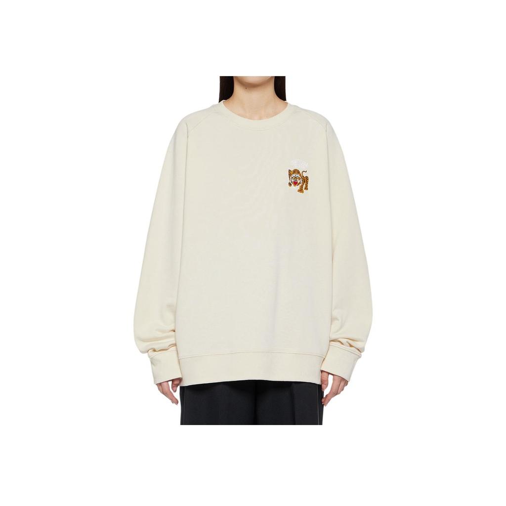 Onitsuka Tiger SS24 Solid Color Vintage Crew Neck Long Sleeve Sweatshirt Unisex Sweatshirt Light-Beige 2183B183-250