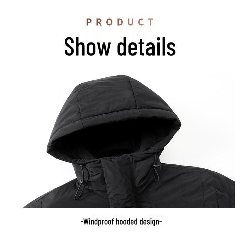 Men's Winter Windproof Puffer Jacket - Warm, Thickened Cotton Coat for Outdoor Use