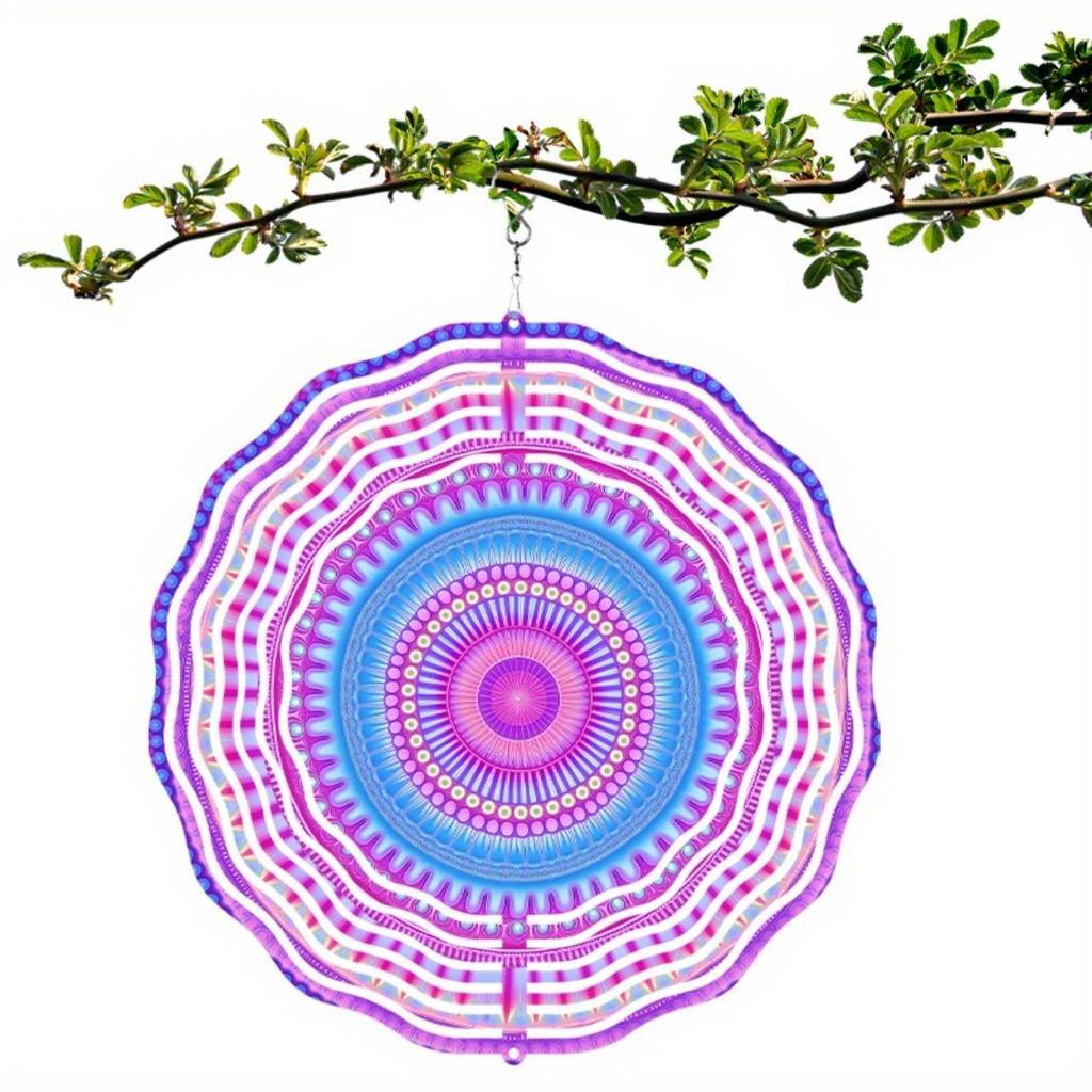 10 Inch Purple Blue Hanging Wind Spinner 360 Degree Rotating Metal Art for Garden Balcony Outdoor Decor No Battery Needed Creative Gift